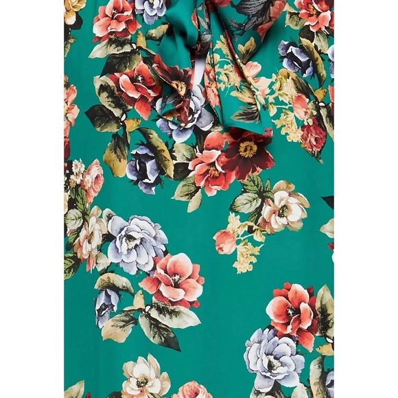🎀SOLD🎀Alice + Olivia Merrilee Jade Floral Tie Neck Tunic Dress - Picture 5 of 11
